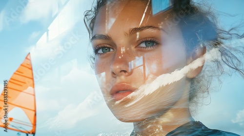 Portrait reflecting summer vibes and adventure. photo