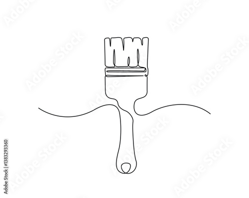 Paint brush outline drawing illustration. one continuous line drawing of painter brush.