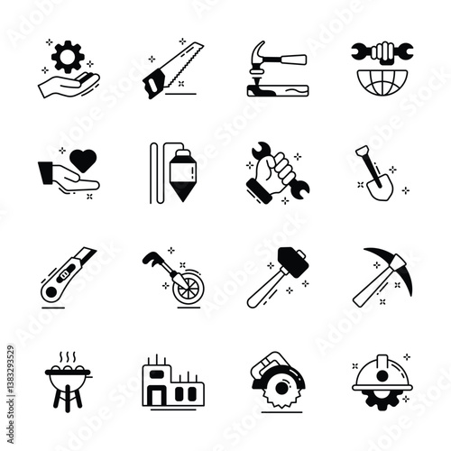 фотографія Latest Collection of Labour Day Glyph Style Icons