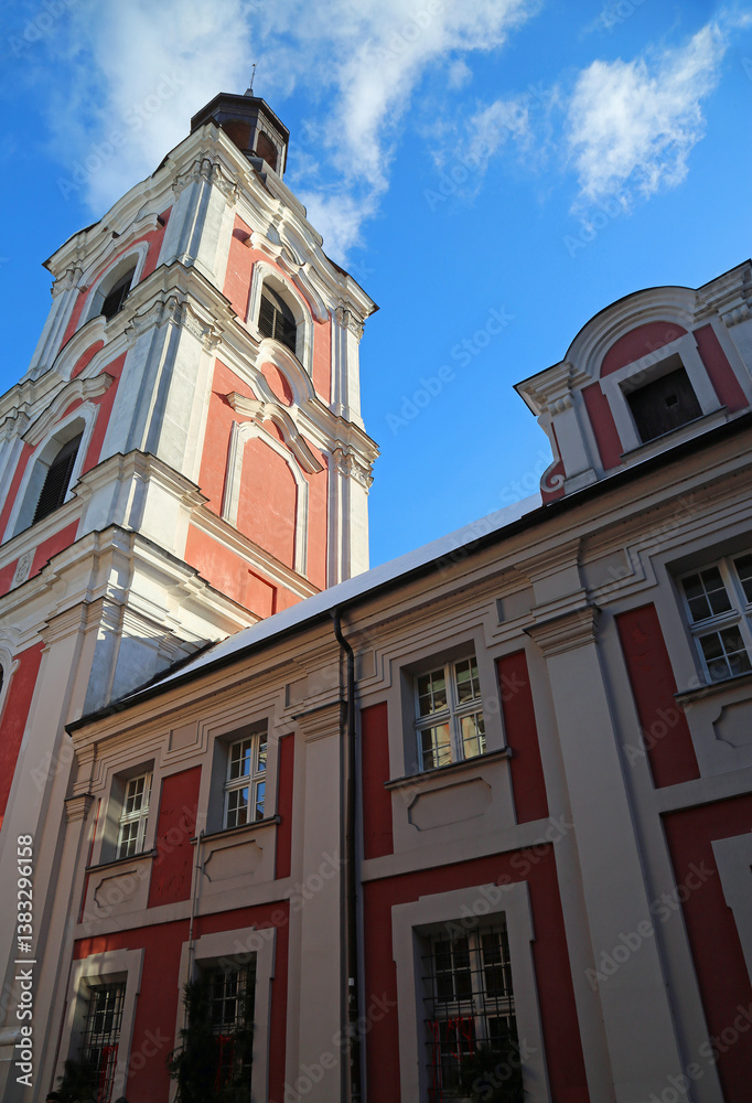 Main tower of Poznan Fara vertical -Poznan, Poland