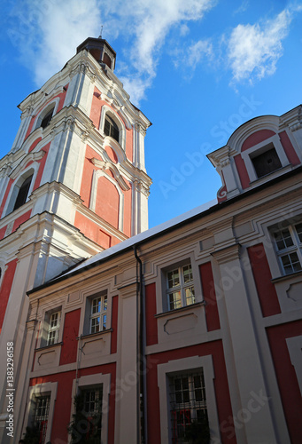 Obraz na płótnie Main tower of Poznan Fara vertical -Poznan, Poland w salonie