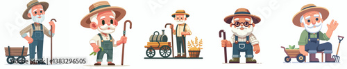 a collection of old farmers in vector