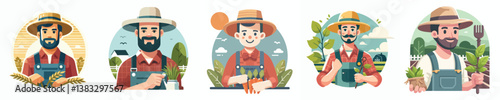vector set of farmers