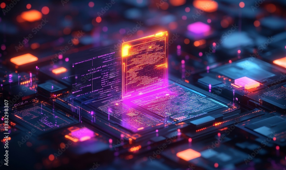 Digital futuristic technology. A close-up of a futuristic motherboard circuit. Digital futuristic technology. A close-up of a futuristic motherboard circuit.