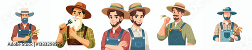 vector set of farmers