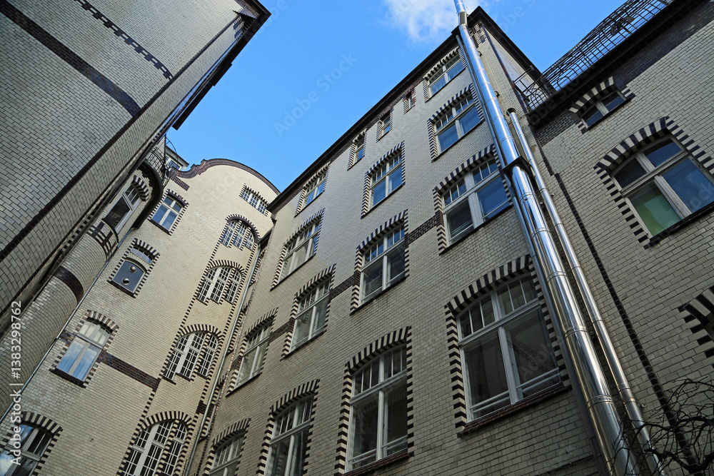 Backyard facade of Poznan tenement, Poland