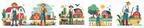 vector set of farmers