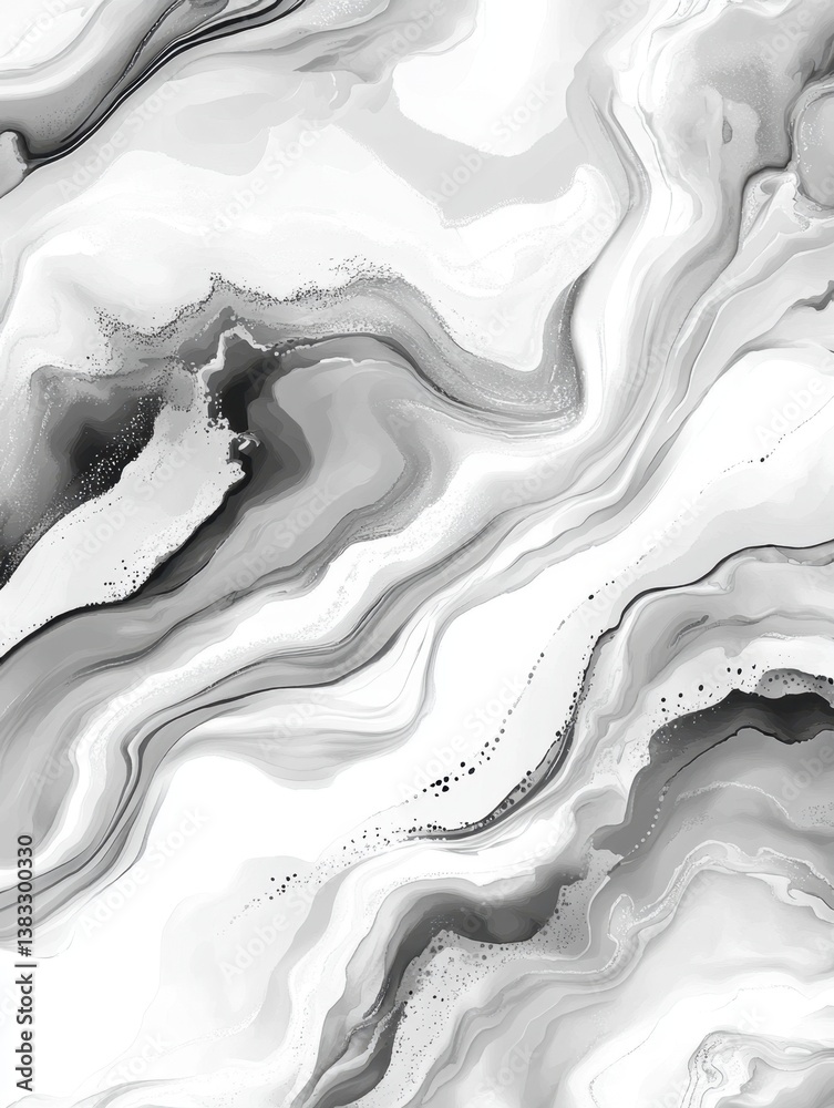 Elegant abstract gray and white fluid art design with swirling marble texture and smooth gradient background Elegant abstract gray and white fluid art design with swirling marble texture and smooth gradient background