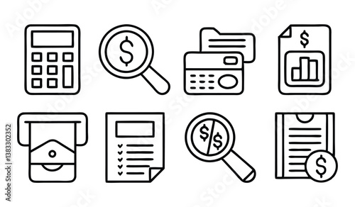 finances  audit  accounting  taxes editable stroke