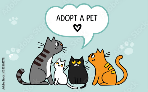 Adopt a Pet: Cute Cartoon Kittens & Puppies Looking for a Loving Home.