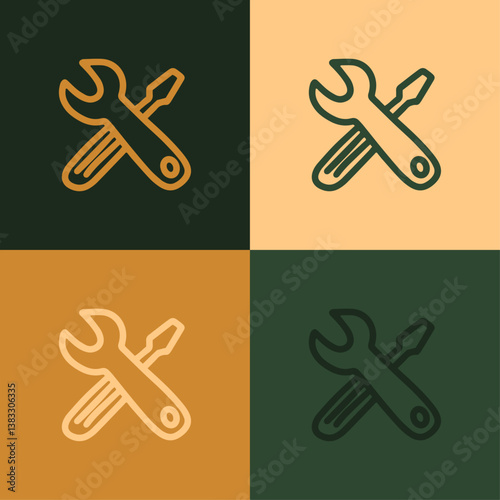 Icône coloré d'outils de bricolage et tournevis