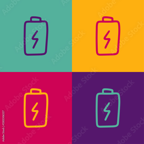 Icône coloré d'une pile électrique