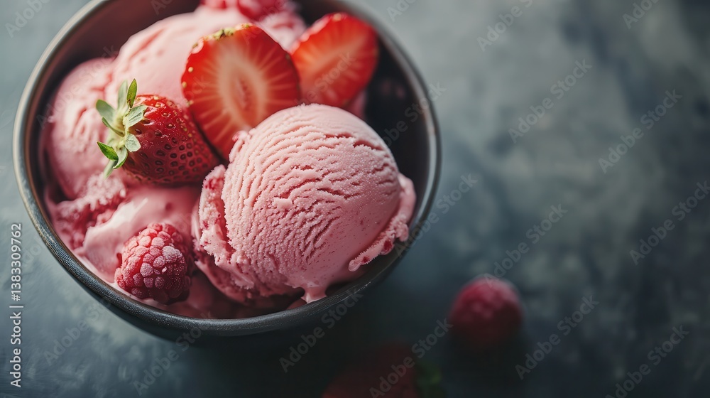 Beautiful Strawberry ice cream scoop in the bowl. Beautiful Strawberry ice cream scoop in the bowl.
