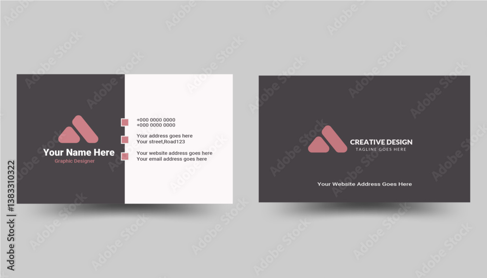 Elegant and Modern Minimalist Business Card Template - Double-Sided Design with Clean, Creative, and Corporate Aesthetic Featuring, Corporate business card design template. Black and white.