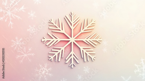 Geometric minimalistic snowflake logo on a soft gradient winter background creates a clean and modern festive aesthetic for the season