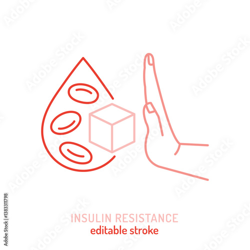 Insulin resistance icon. Outline symbol, line sign.