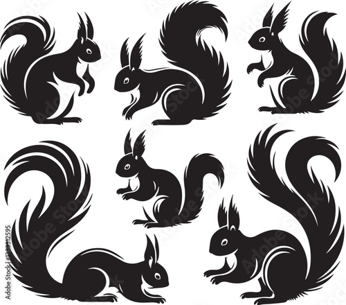 animal design block and white silhouette victor isolated on the white background.