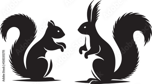 animal block and white silhouette victor isolated on the white background