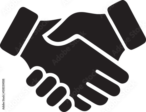 Handshake Icon, Business Deal, Partnership, Agreement, Trust Symbol, Vector PNG, Black Silhouette