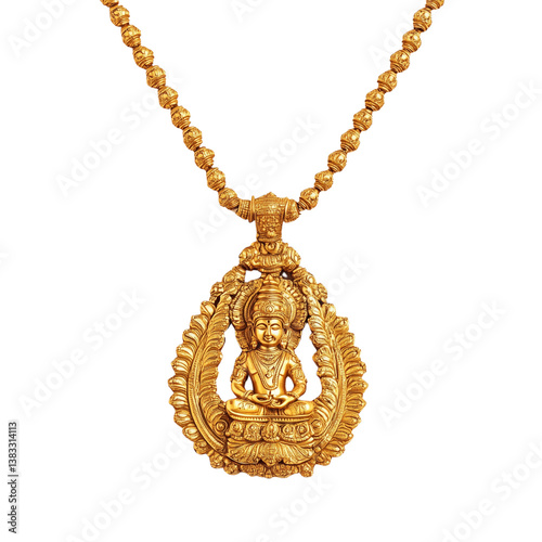 Obraz na płótnie Temple style gold necklace with Lakshmi idol pendant w salonie