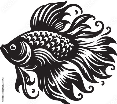 fish silhouette victor isolated on the white background