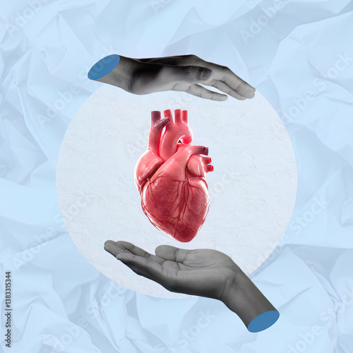 Heart and Wellness. Two hands supporting a heart, representing compassion and care in health.