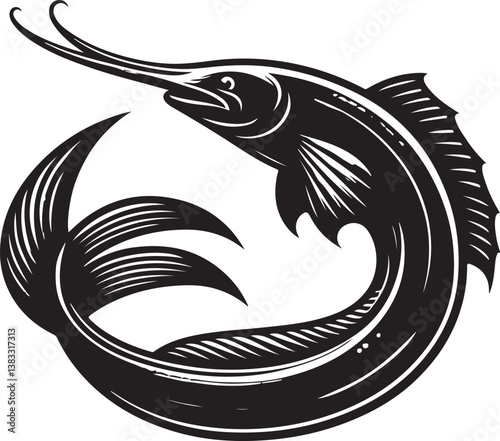 fish silhouette victor isolated on the white background
