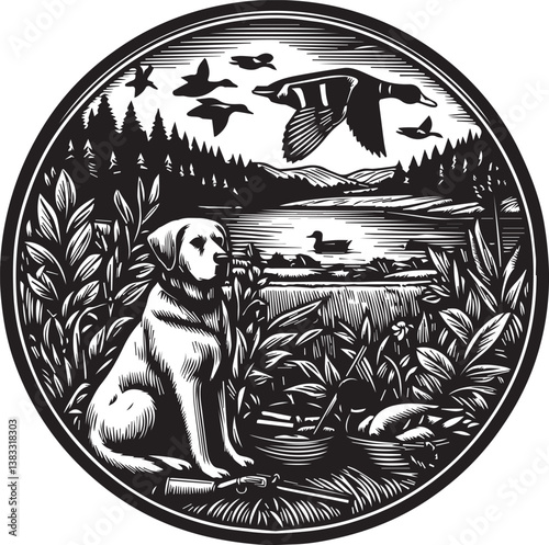 Hunting Dog SVG Retriever With Duck