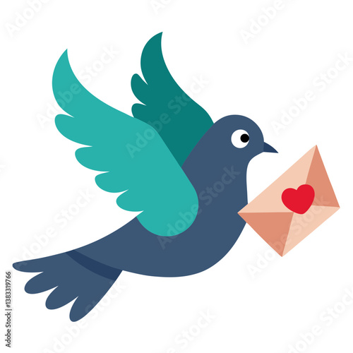 A messenger pigeon carrying a love letter