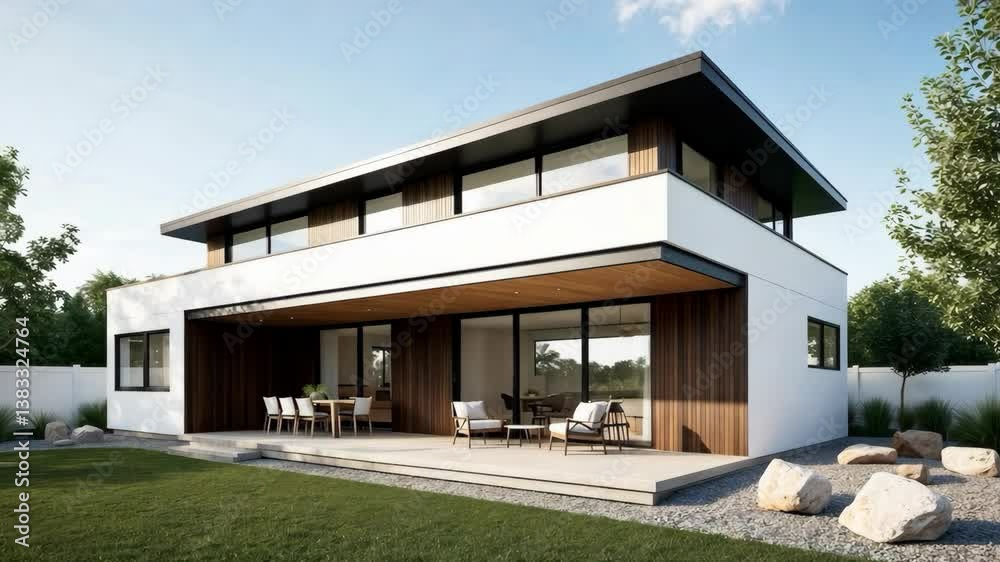 Modern Architectural Home Design with Garden Outdoor Living Space and Sustainable Elements Modern Architectural Home Design with Garden Outdoor Living Space and Sustainable Elements