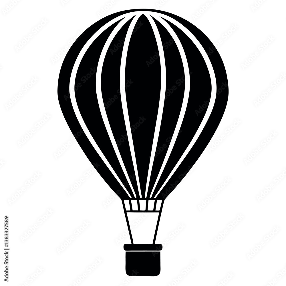 Fototapeta premium Hot Air Balloon Silhouette Vector Sleek & Minimalist Design for Aerial Graphics
