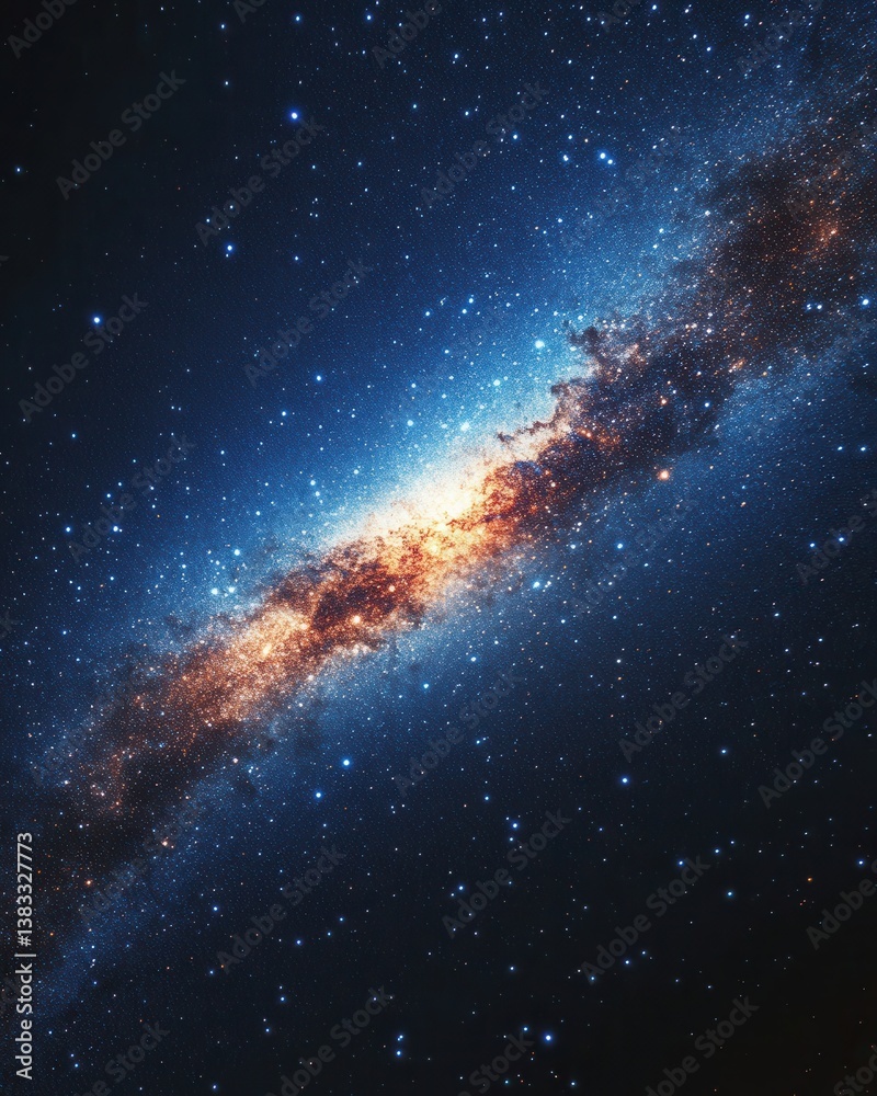 Obraz premium Majestic Cosmic River Flowing Through the Starry Abyss Captivating Deep Space Galaxy with Nebulous Clouds and Celestial Light