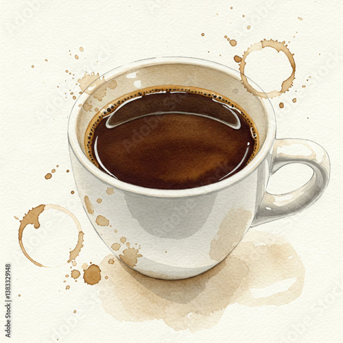 cup of coffee, coffee stain, coffee stain on paper, coffee stain and paper, coffee stains on white