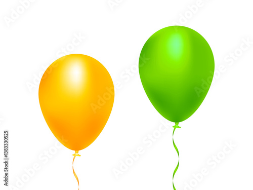 green and orange balloons isolated on transparent background