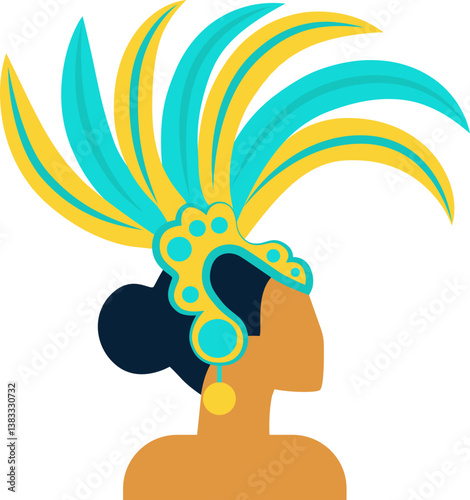 Woman with Brazilian carnival prop on her head
