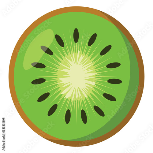 Fresh  kiwi slice with seeds and brown skin ideal for healthy food design natural lifestyle content fruit icons and tropical nutrition concepts