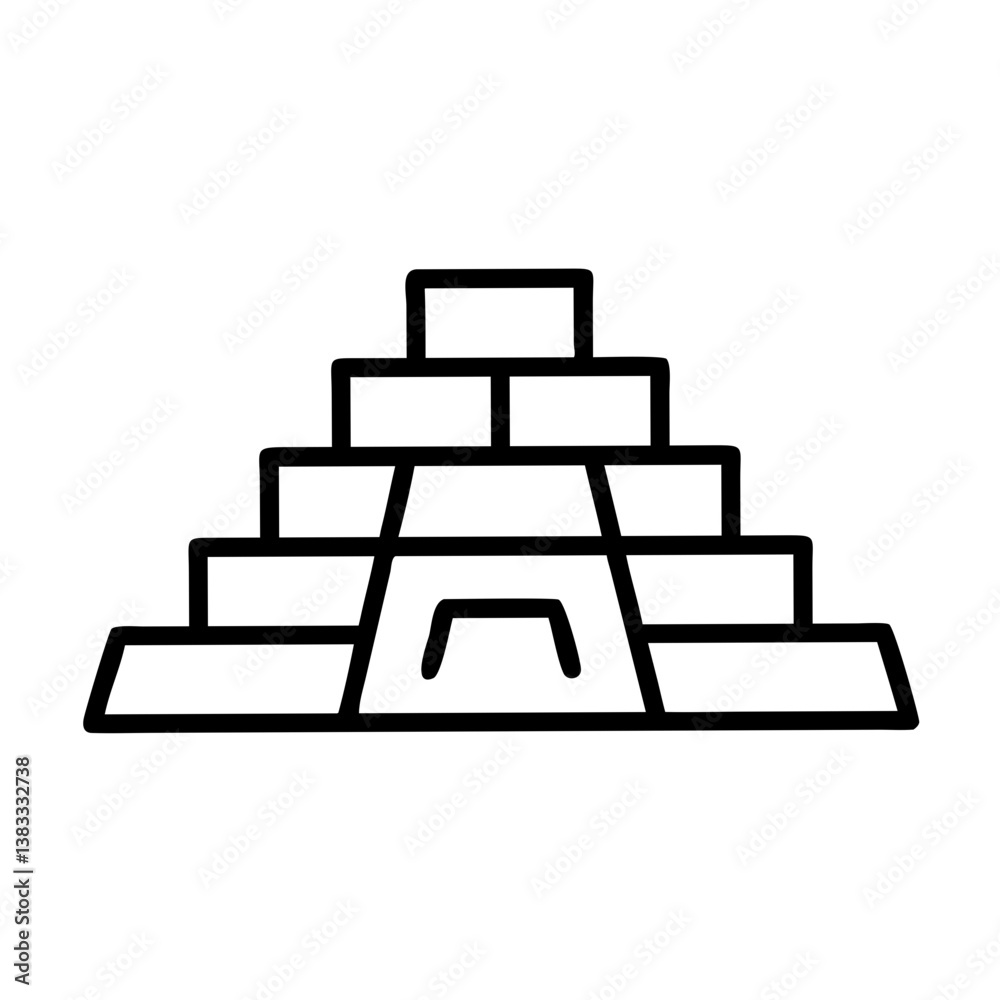 Ziggurat icon representing ancient architecture in minimalistic style Ziggurat icon representing ancient architecture in minimalistic style