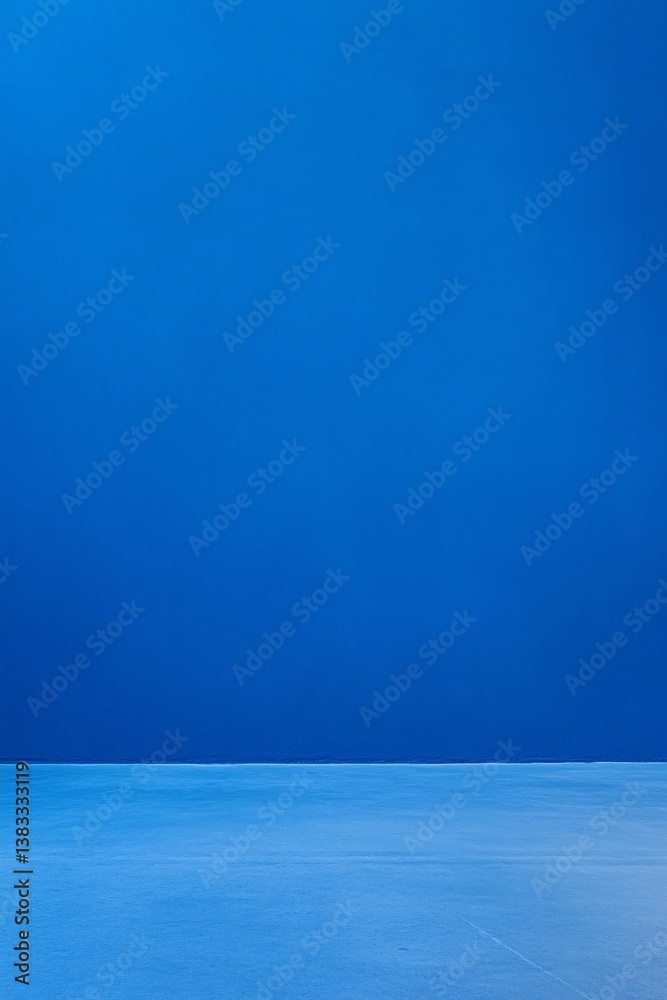 Empty room with blue wall and floor providing copy space