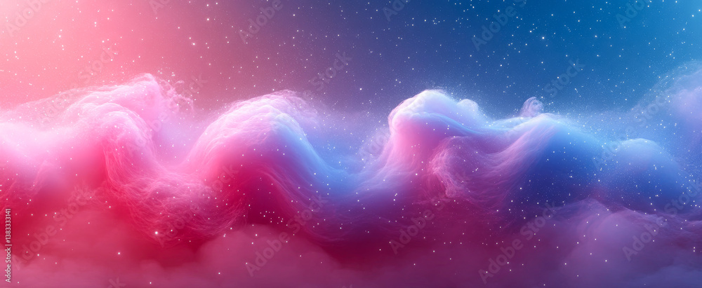 Vibrant night cloud formation. Bright pink and blue clouds swirl in a cosmic night sky filled with stars, creating a vibrant and dreamlike atmosphere. Vibrant night cloud formation. Bright pink and blue clouds swirl in a cosmic night sky filled with stars, creating a vibrant and dreamlike atmosphere.