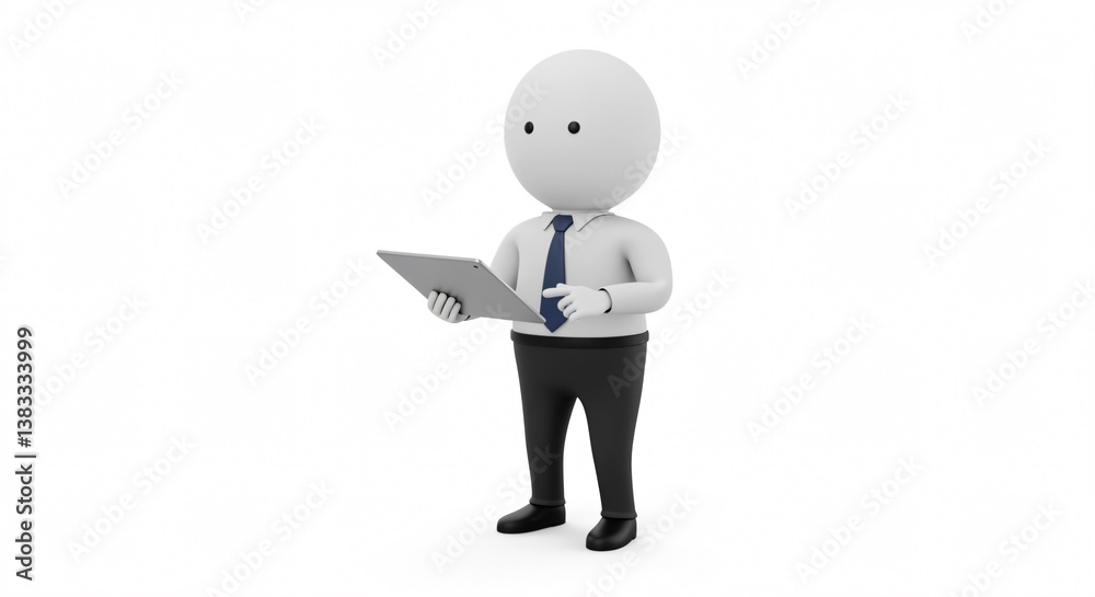 3D Businessman Using Tablet, Modern Technology Concept 3D Businessman Using Tablet, Modern Technology Concept