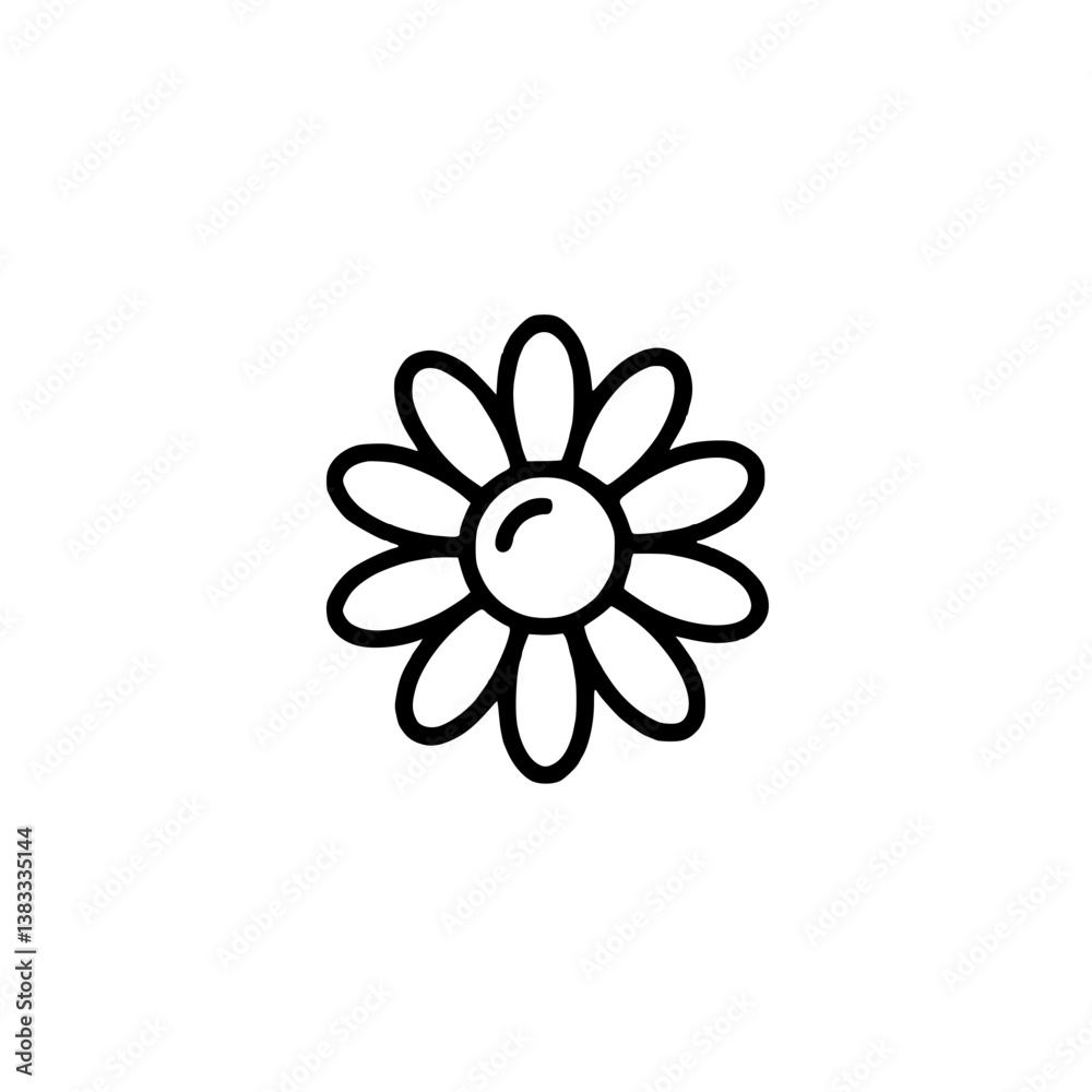 Minimalistic daisy flower icon for botanical designs and floral concepts Minimalistic daisy flower icon for botanical designs and floral concepts