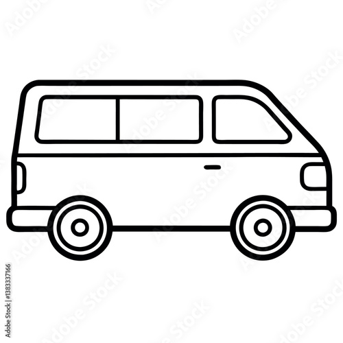 Mini Van Line Art Icon Perfect for Web & Print Designs