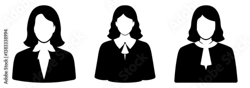 Three Female Professionals in Different Attires Business Suit, Judge Robe, and Lawyer's Gown