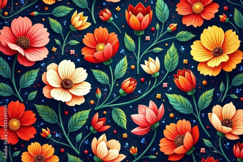 Intricate, flowing floral design, continuous pattern , botanical, pattern
