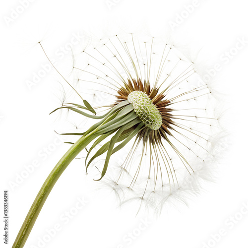 dandelion seed head isolated on transparent background.