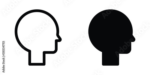 The ideal head icon features a simple, well-defined silhouette or outline of a human head. It should be easily recognizable, balanced, and often used in profiles, user interfaces, or AI representation
