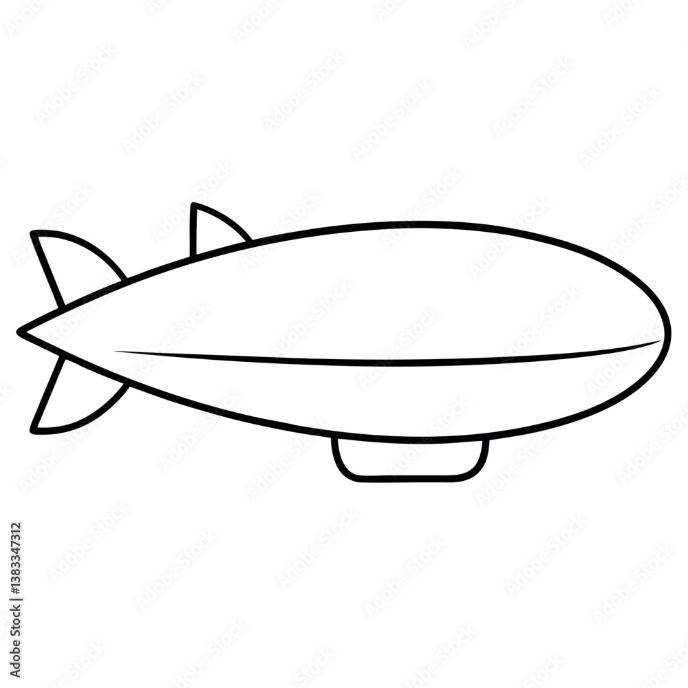 Simple Blimp Line Art Icon High-Quality Vector for Aerial Branding