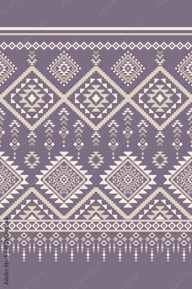 Fototapeta premium Southwest Native seamless pattern ethnic tribal Aztec geometric Navajo Native American fabric earth tone design vector for textile printing