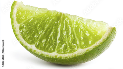 Fresh lime slice with vibrant green color and textured surface