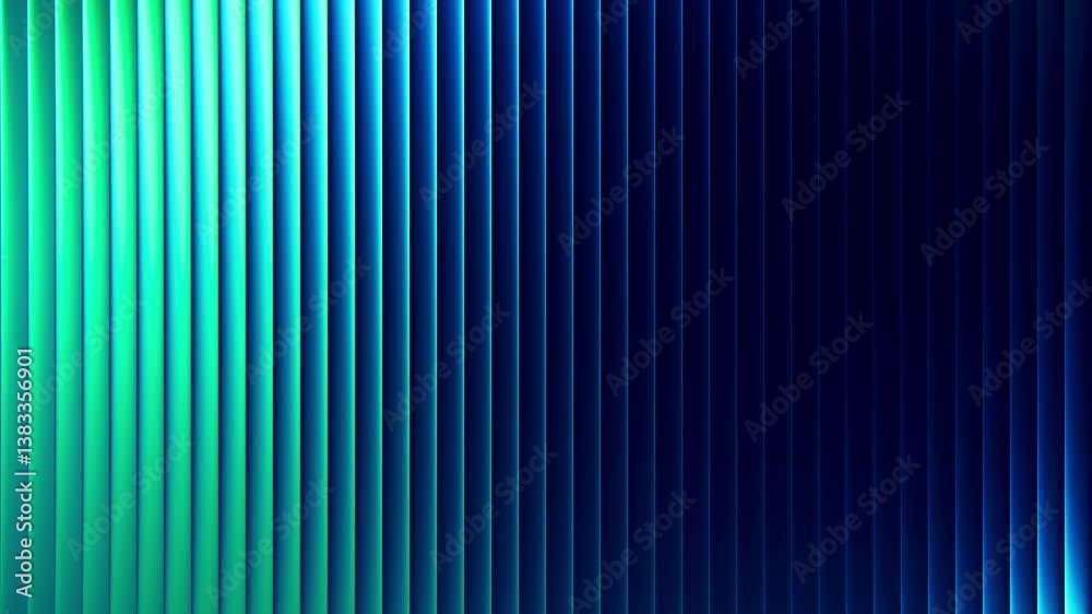 Futuristic neon waves of blue green gradient flow in endless dance of light and motion with fractal glass glowing effect.  Bold dynamic design blending smooth tones and radiant colors. Seamless loop